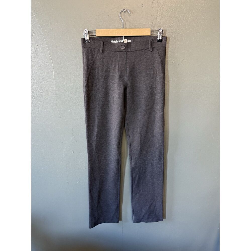 Betabrand Womens Gray Straight Leg Pull On Pants Stretch Fit Size Small